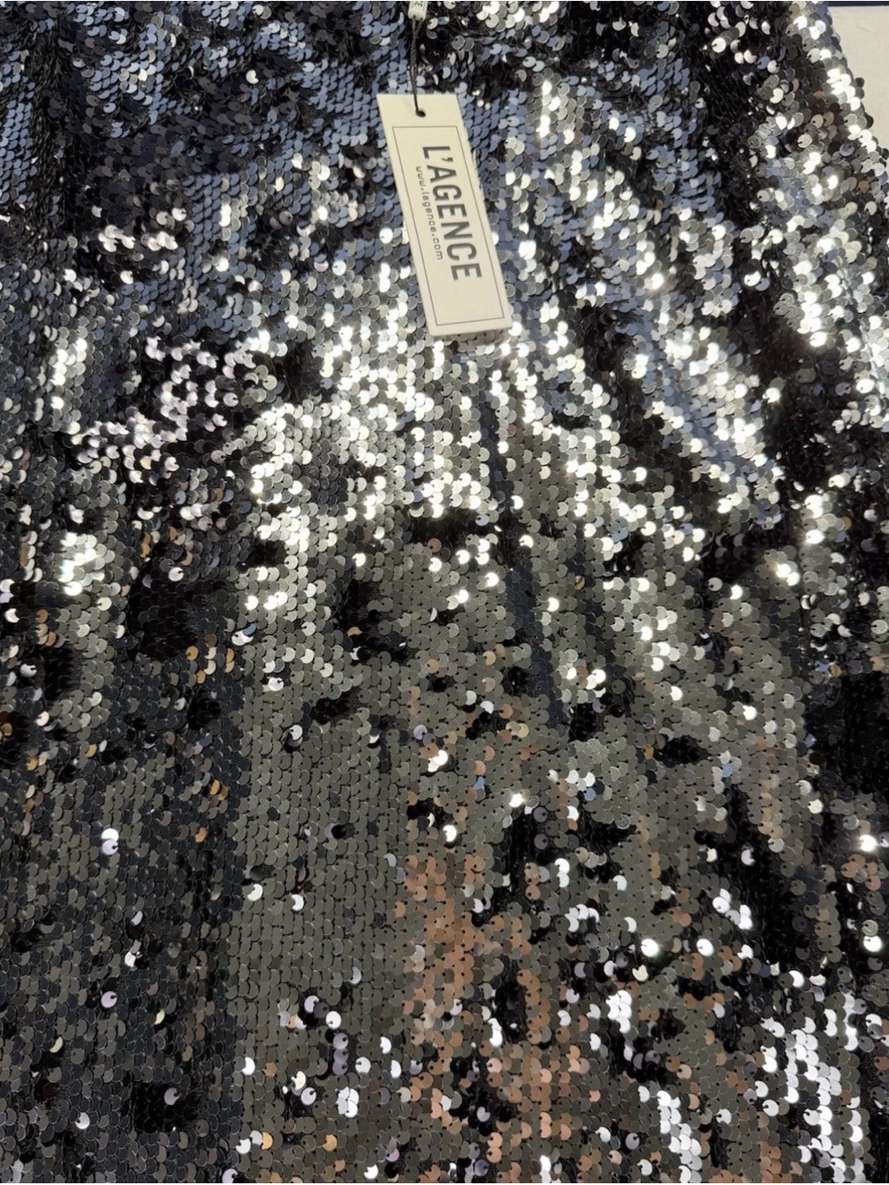 L’Agence Zeta Sequin Maxi Skirt sz 14 Silver Black - Picture 6 of 12